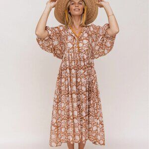 Daughters of India Kyra Midi Dress ~ Caramel